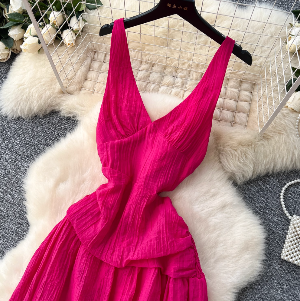 V-neck Backless Slim Slip Dress