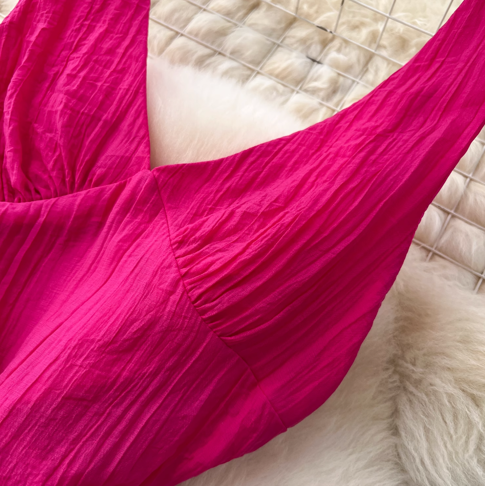 V-neck Backless Slim Slip Dress