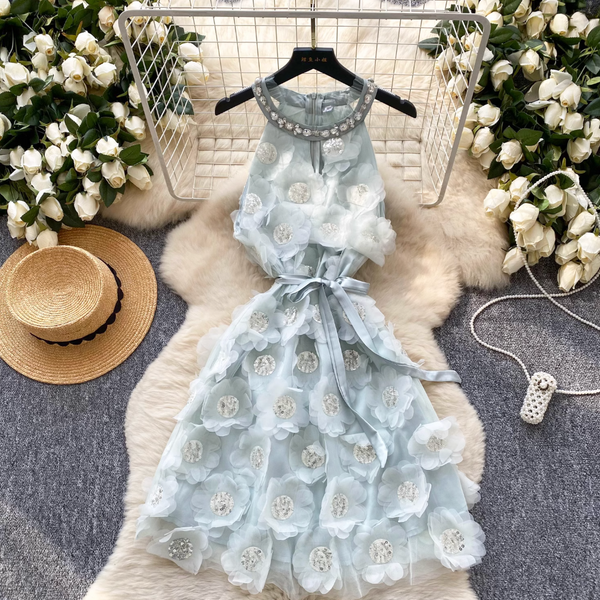Premium Beaded Embroidery Halter Dress