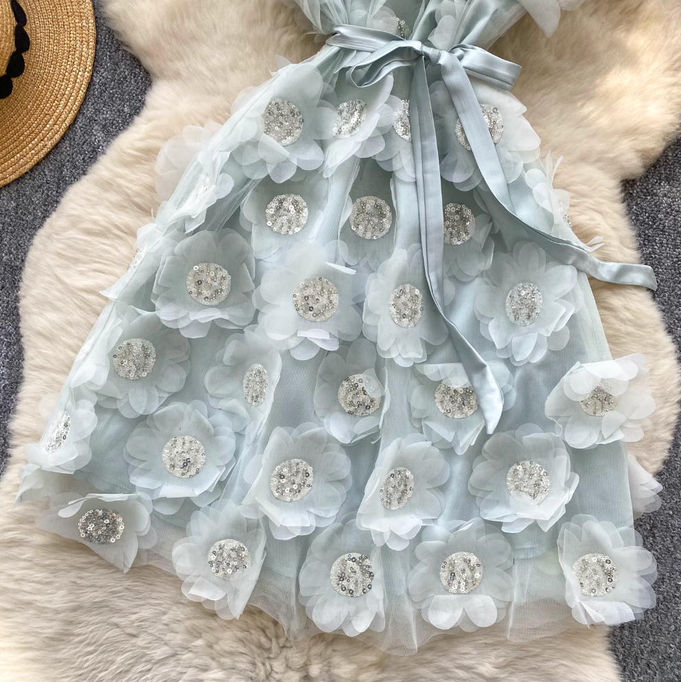 Premium Beaded Embroidery Halter Dress