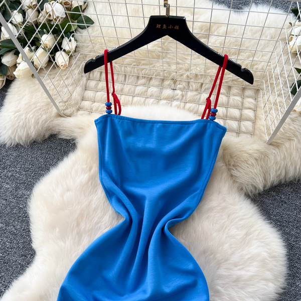 Vintage Color Blocking Slip Dress