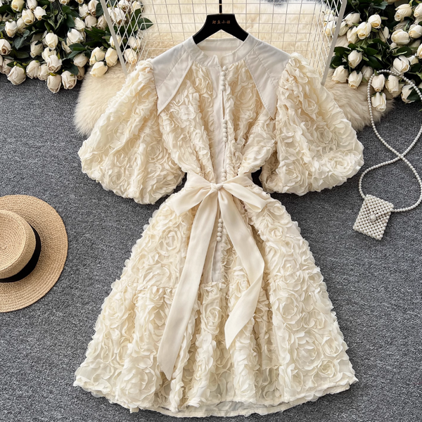 Courtly 3D Ruffled A-line Dress