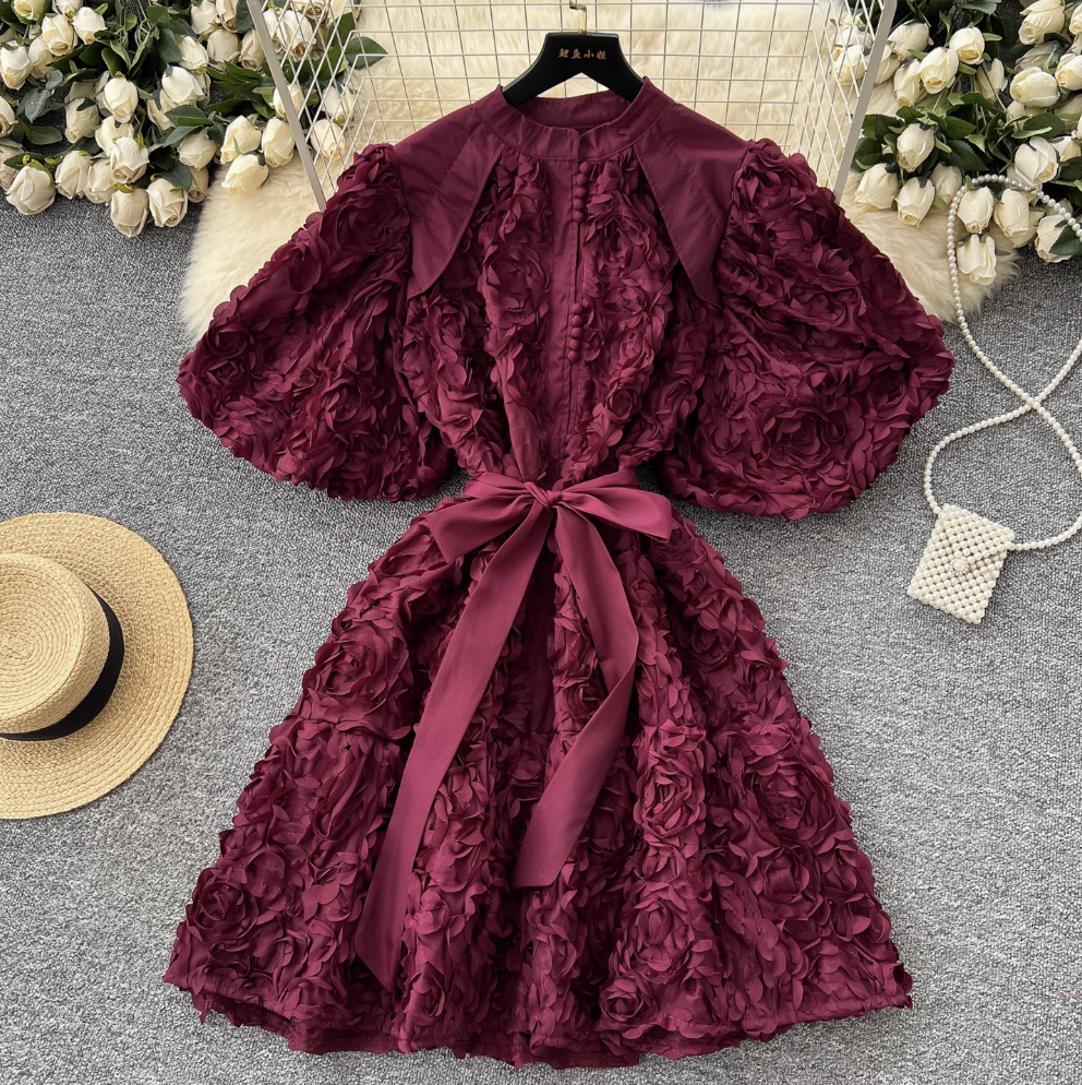 Courtly 3D Ruffled A-line Dress