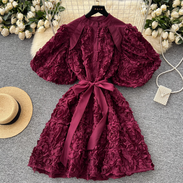 Courtly 3D Ruffled A-line Dress