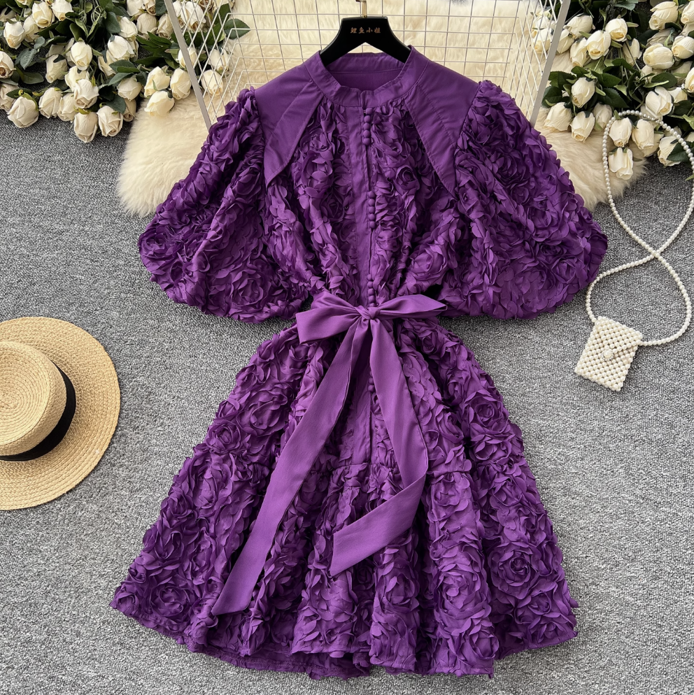 Courtly 3D Ruffled A-line Dress