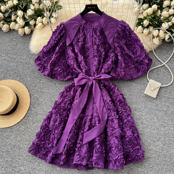 Courtly 3D Ruffled A-line Dress