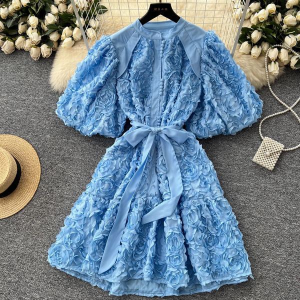 Courtly 3D Ruffled A-line Dress