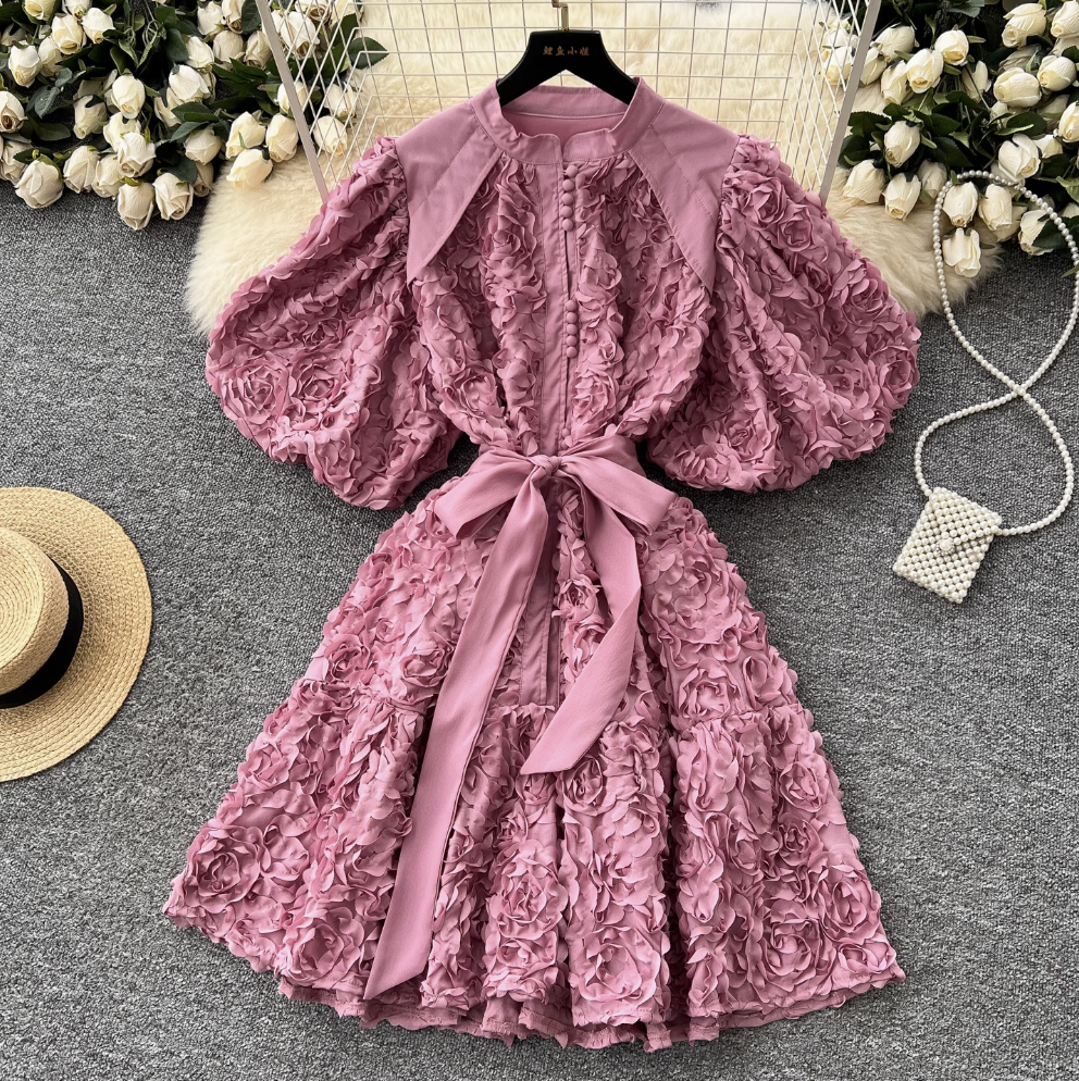 Courtly 3D Ruffled A-line Dress