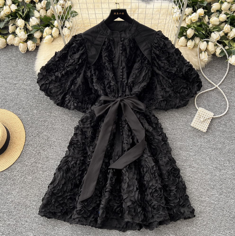 Courtly 3D Ruffled A-line Dress