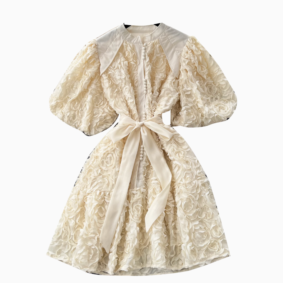 Courtly 3D Ruffled A-line Dress