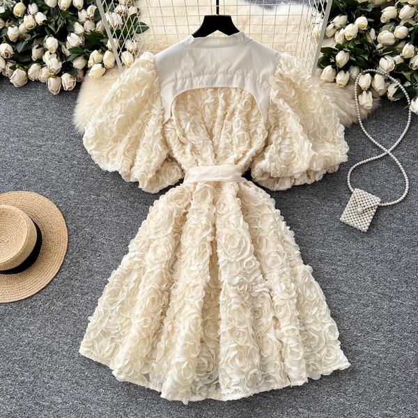 Courtly 3D Ruffled A-line Dress