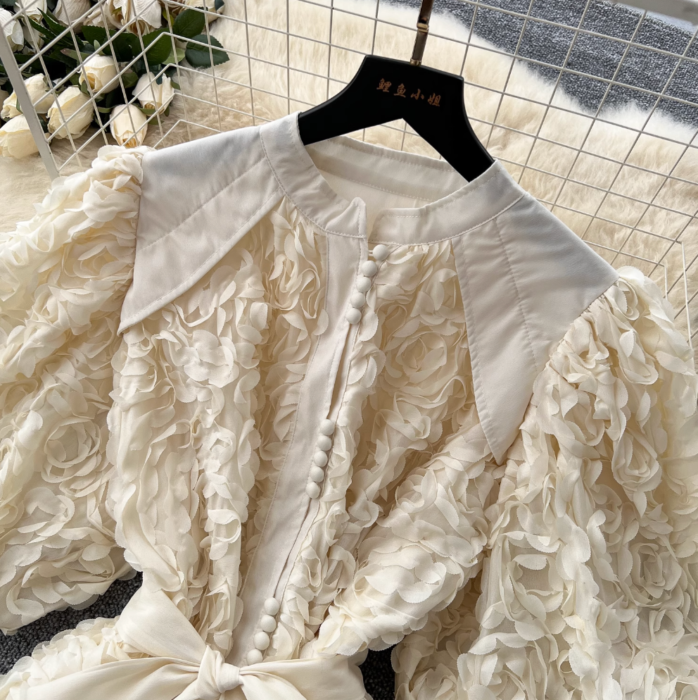 Courtly 3D Ruffled A-line Dress