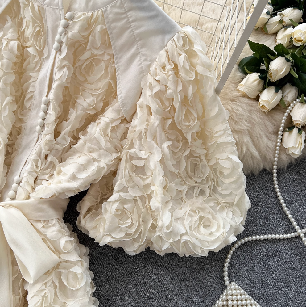 Courtly 3D Ruffled A-line Dress