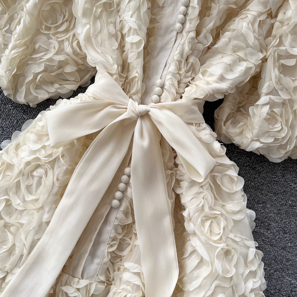 Courtly 3D Ruffled A-line Dress