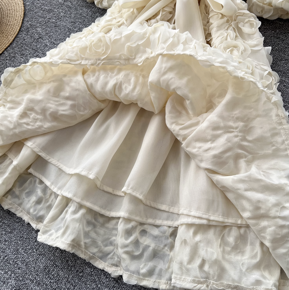 Courtly 3D Ruffled A-line Dress