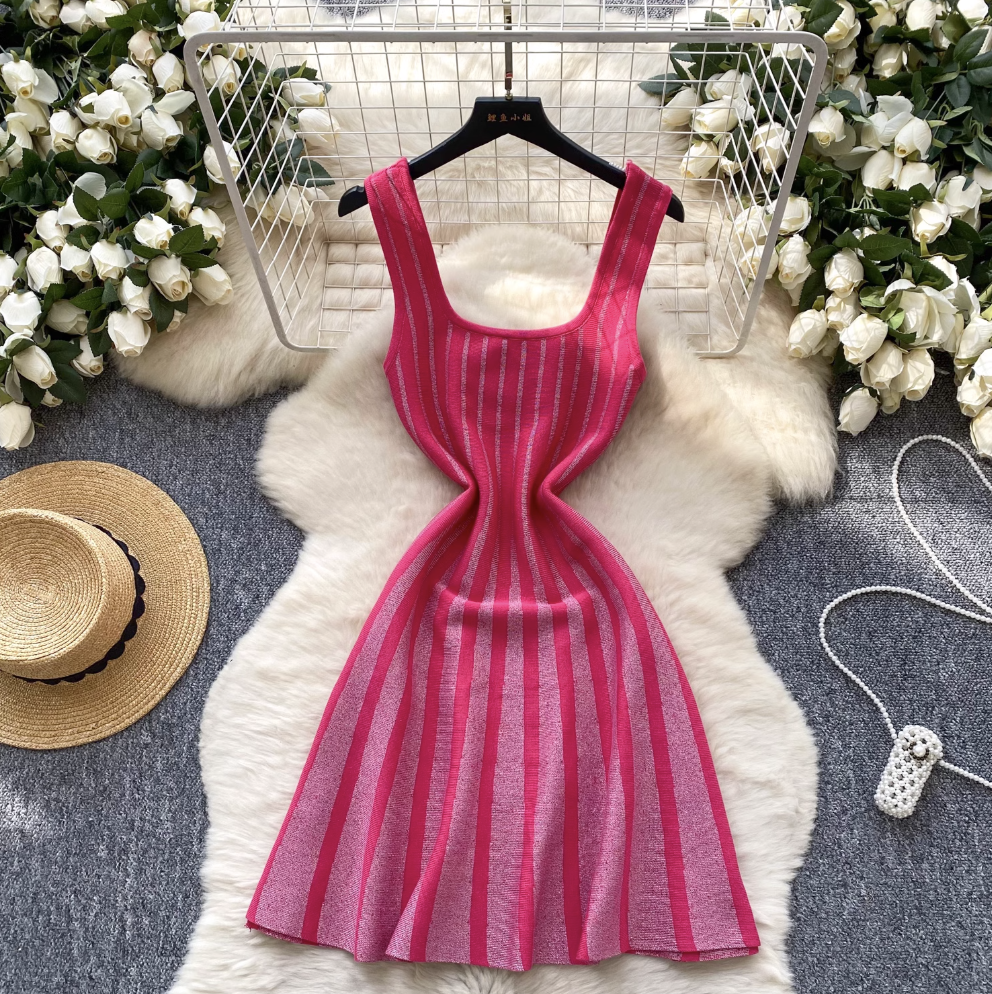 Square Neckline Glossy Slip Dress