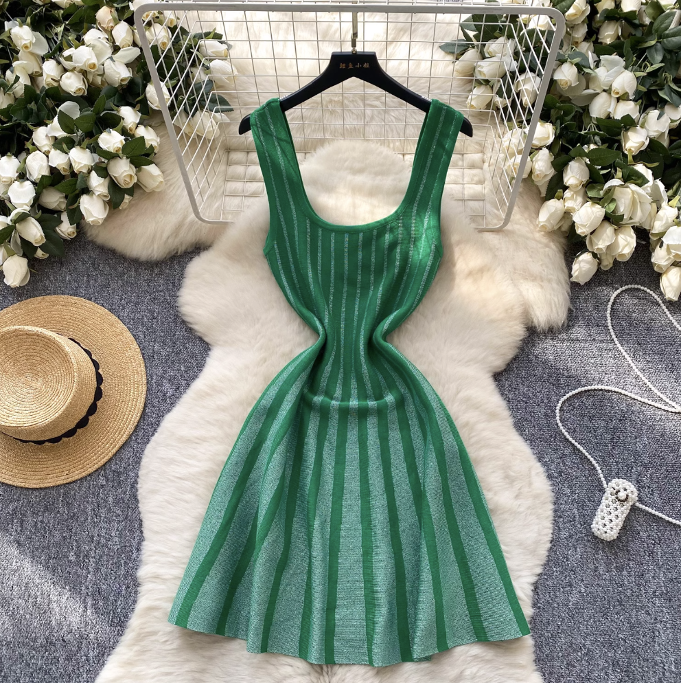 Square Neckline Glossy Slip Dress
