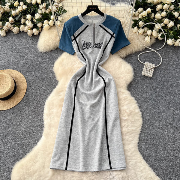 Vintage Monogrammed Denim Patchwork Dress