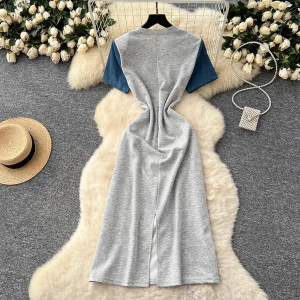 Vintage Monogrammed Denim Patchwork Dress