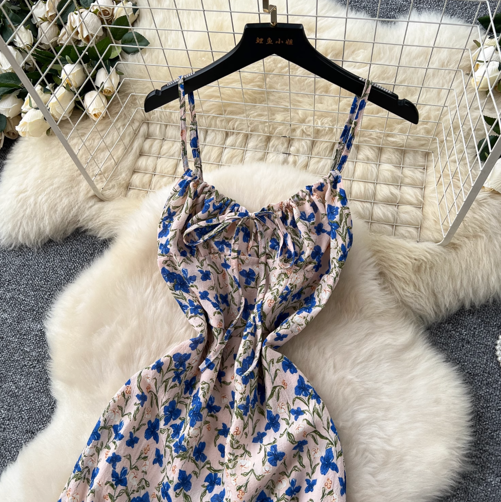 Irregular Design Floral Slip Dress