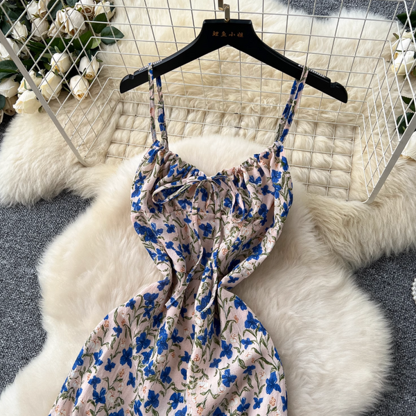 Irregular Design Floral Slip Dress