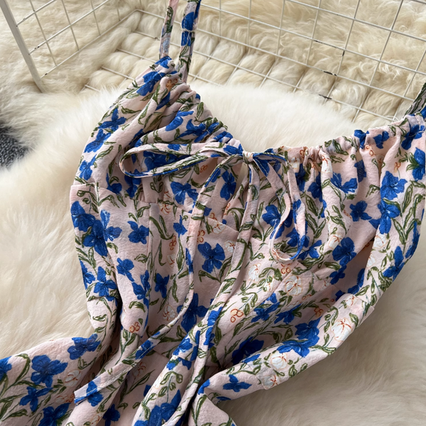 Irregular Design Floral Slip Dress