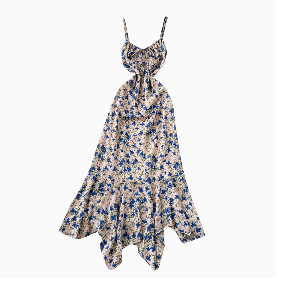 Irregular Design Floral Slip Dress