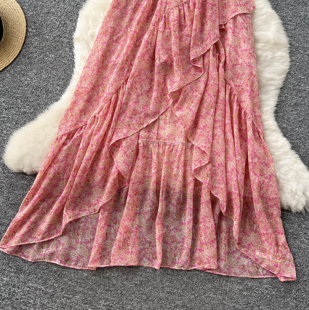 Irregular Design Lace Patchwork Floral Dress