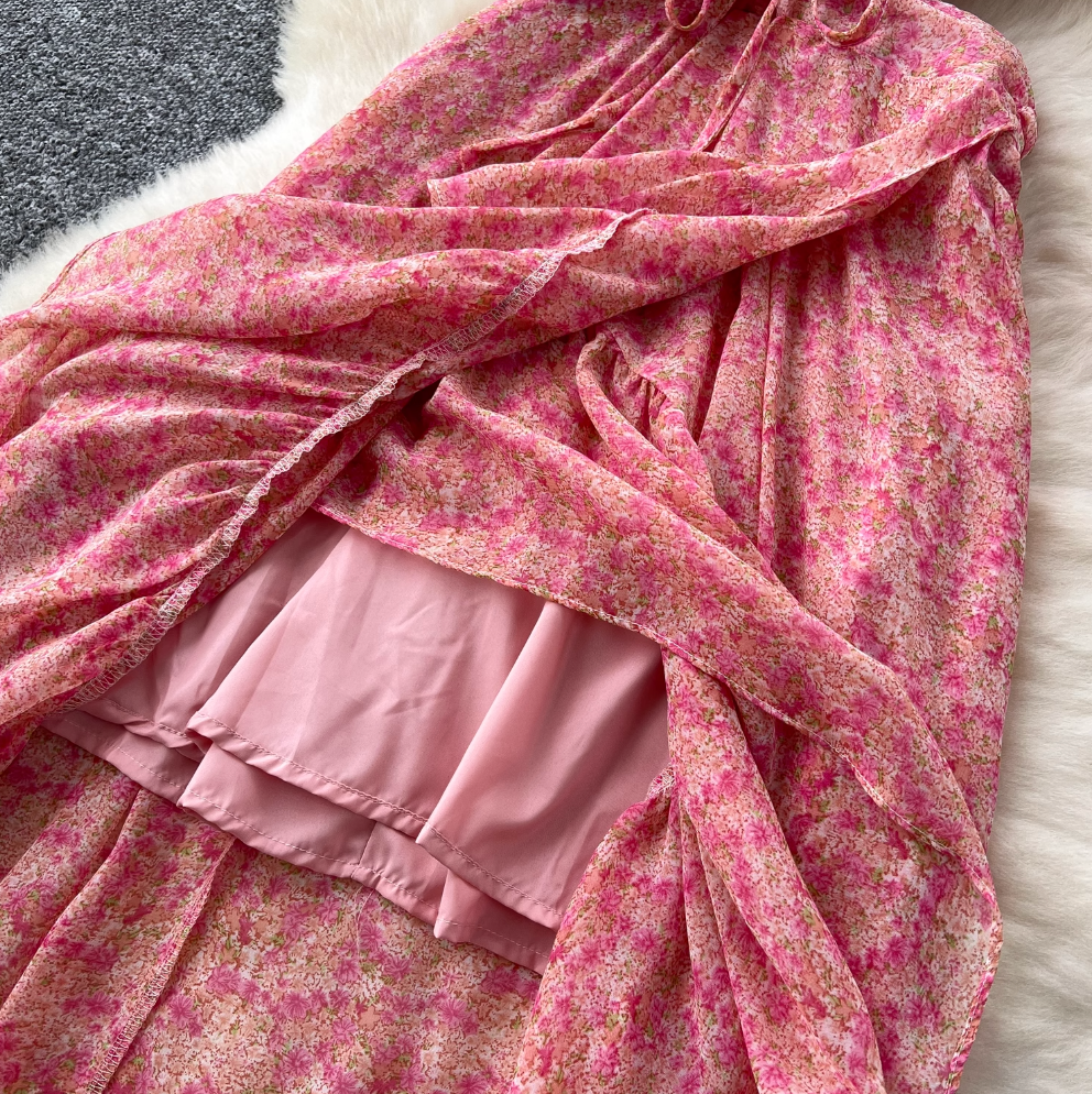 Irregular Design Lace Patchwork Floral Dress