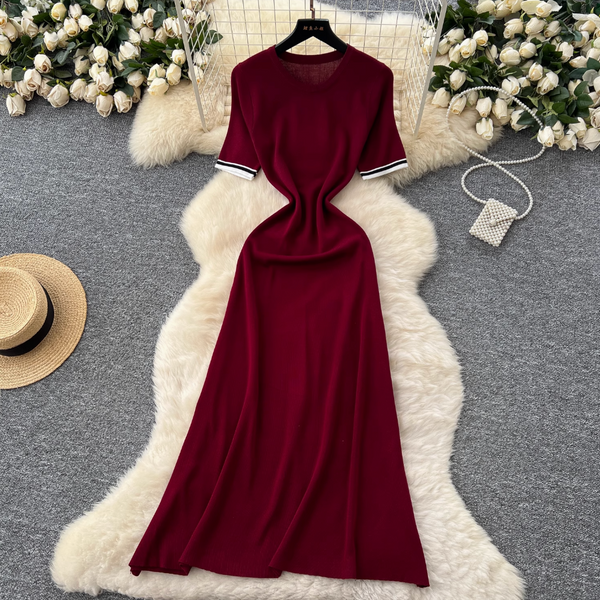Vintage Color Blocking Knitted Dress