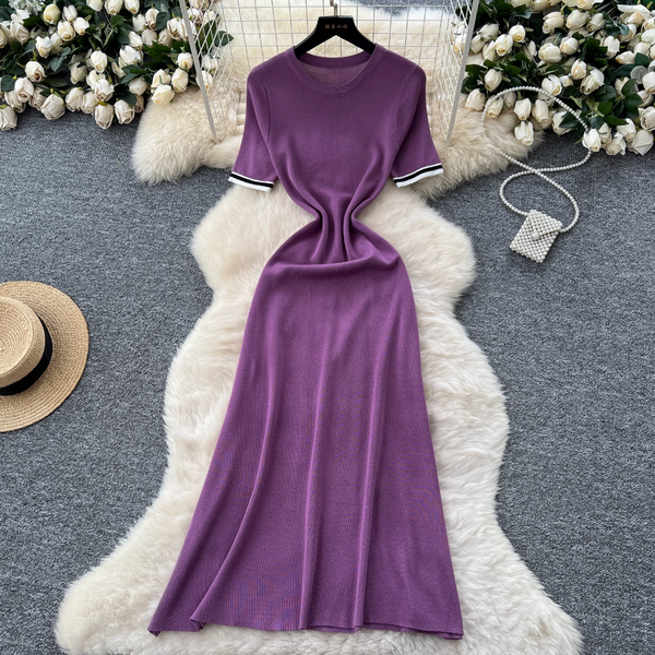 Vintage Color Blocking Knitted Dress