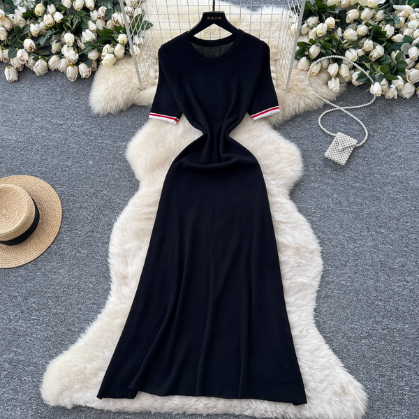Vintage Color Blocking Knitted Dress