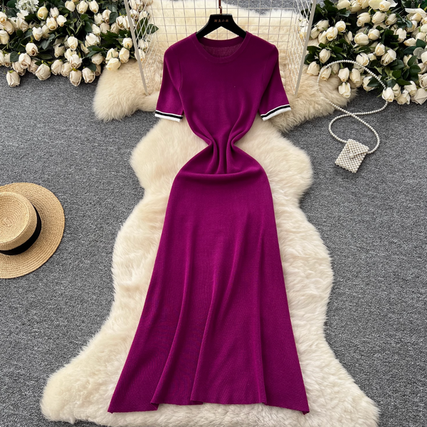 Vintage Color Blocking Knitted Dress