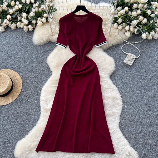 Vintage Color Blocking Knitted Dress