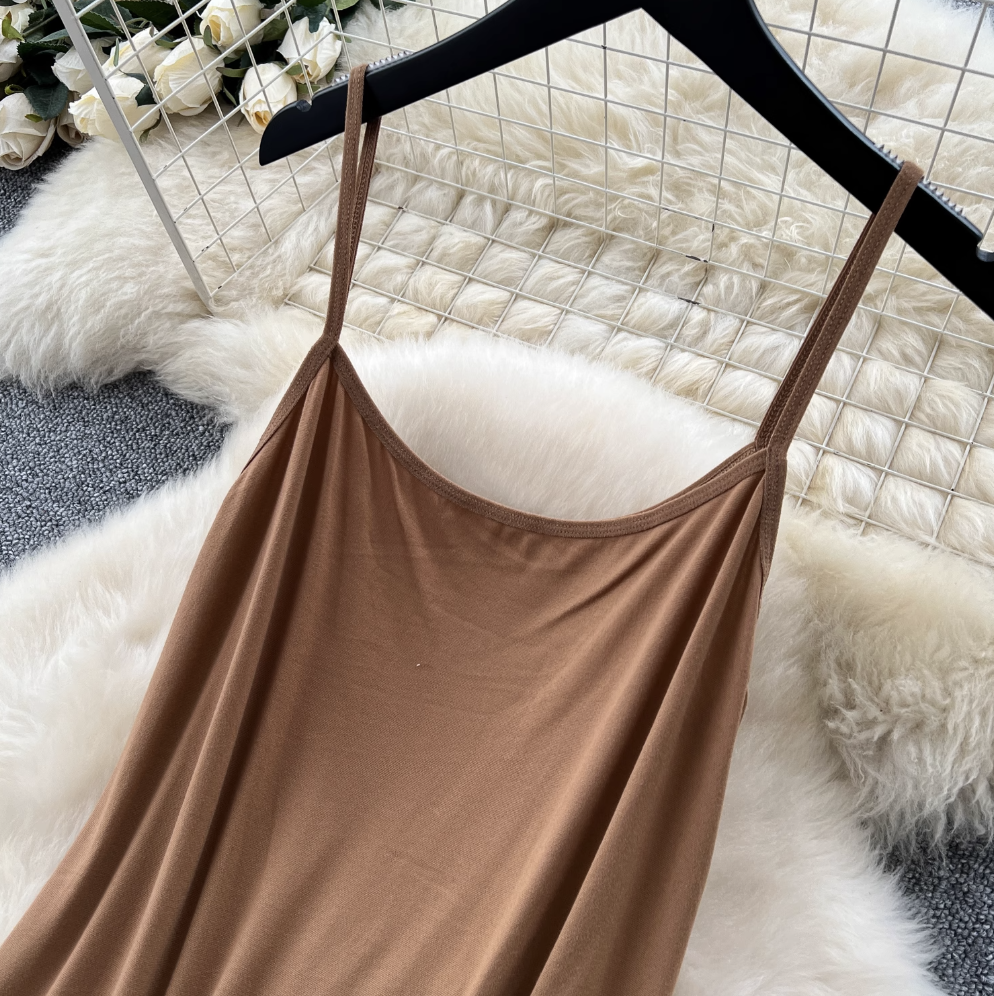 Hollowed Crochet Dress & Slip Dress 2Pcs