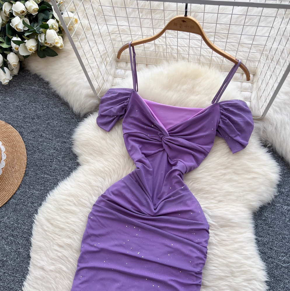 Sequined Knotted Mesh Slip Dress