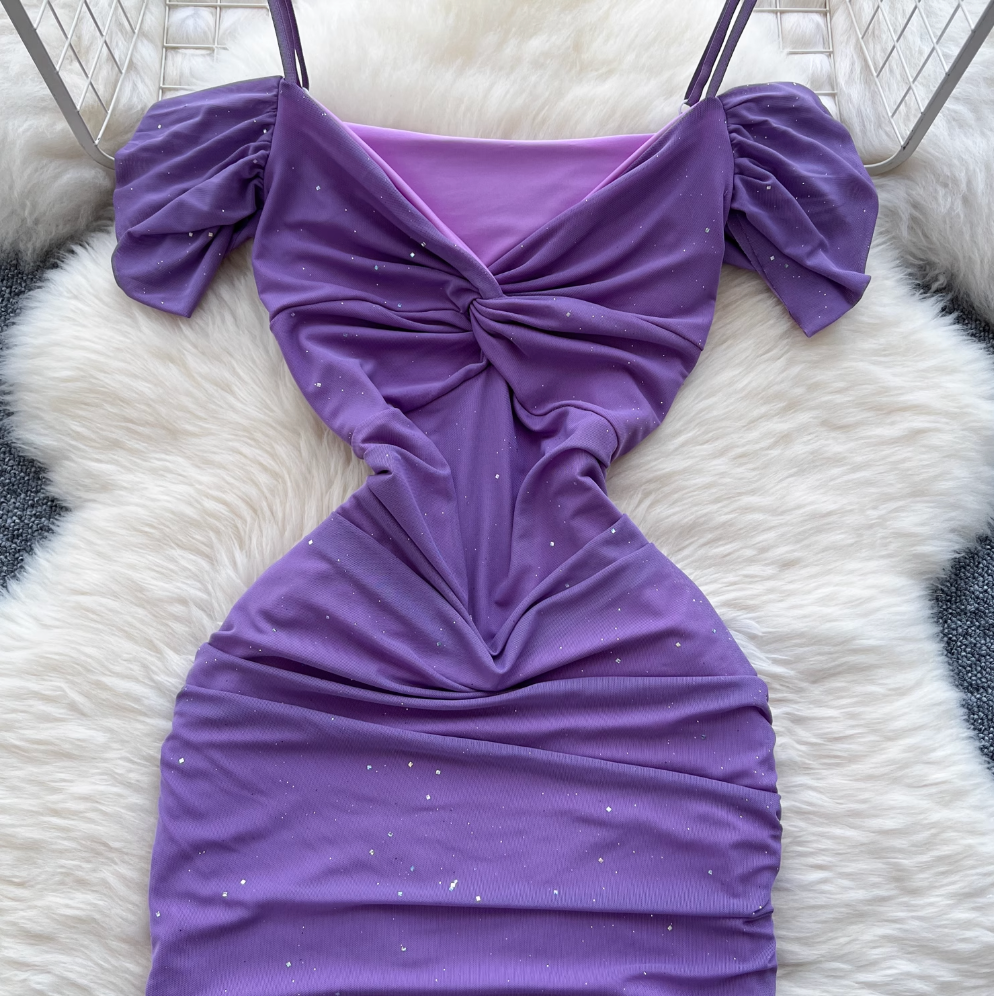 Sequined Knotted Mesh Slip Dress