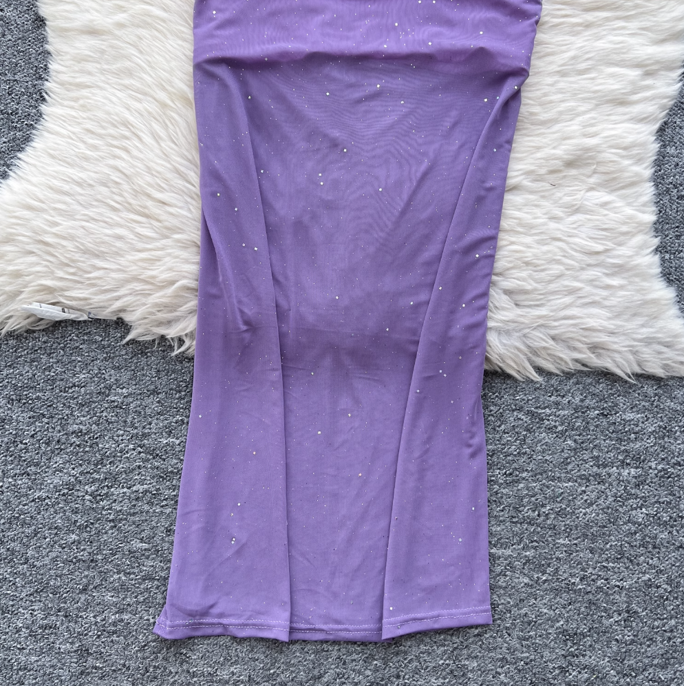 Sequined Knotted Mesh Slip Dress