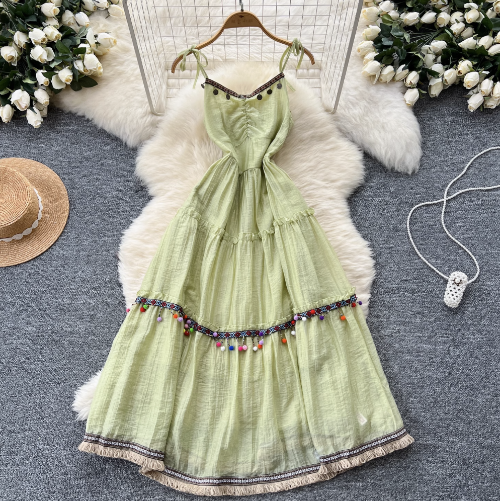Vintage Fringed A-line Slip Dress