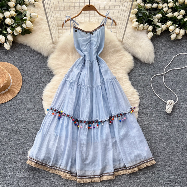Vintage Fringed A-line Slip Dress