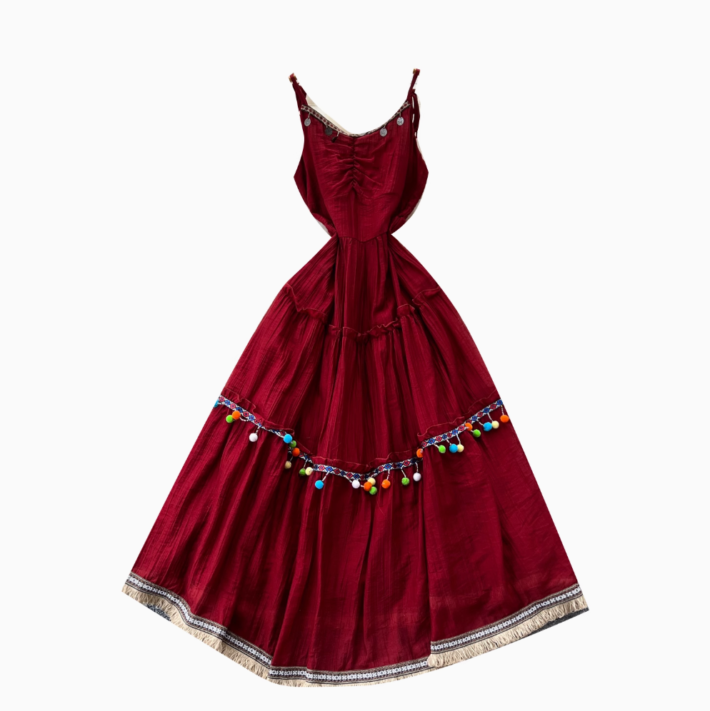 Vintage Fringed A-line Slip Dress