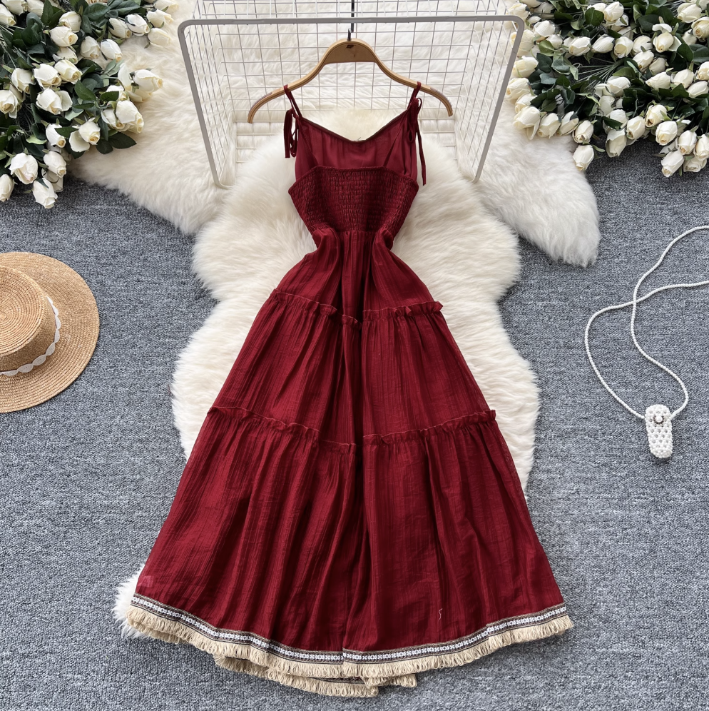 Vintage Fringed A-line Slip Dress