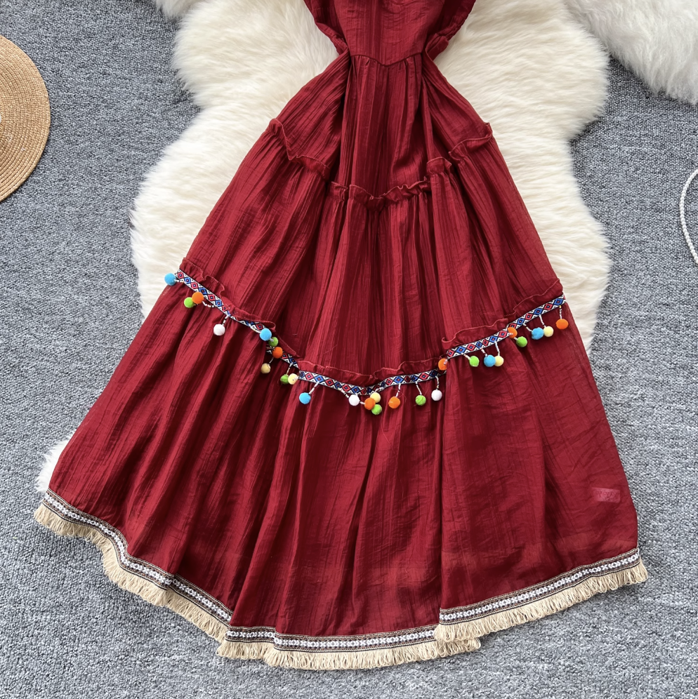 Vintage Fringed A-line Slip Dress