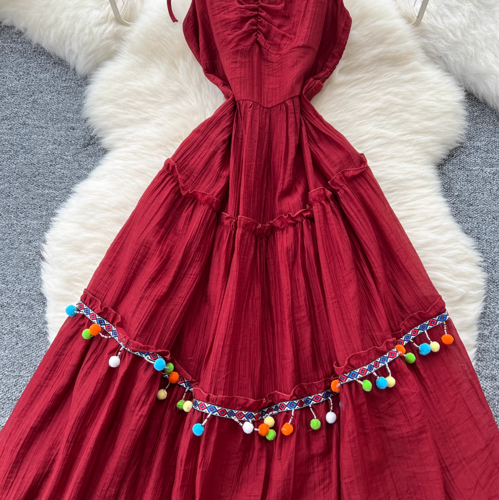 Vintage Fringed A-line Slip Dress