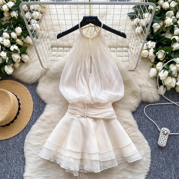 Fairy Beaded Halter Mesh Dress
