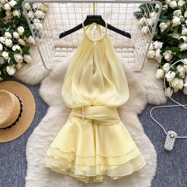 Fairy Beaded Halter Mesh Dress