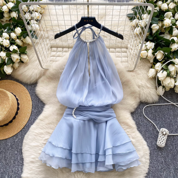 Fairy Beaded Halter Mesh Dress