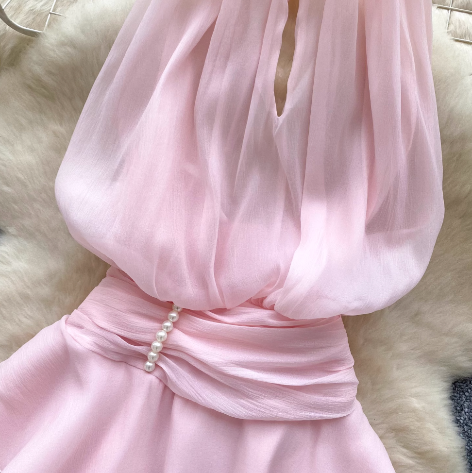 Fairy Beaded Halter Mesh Dress