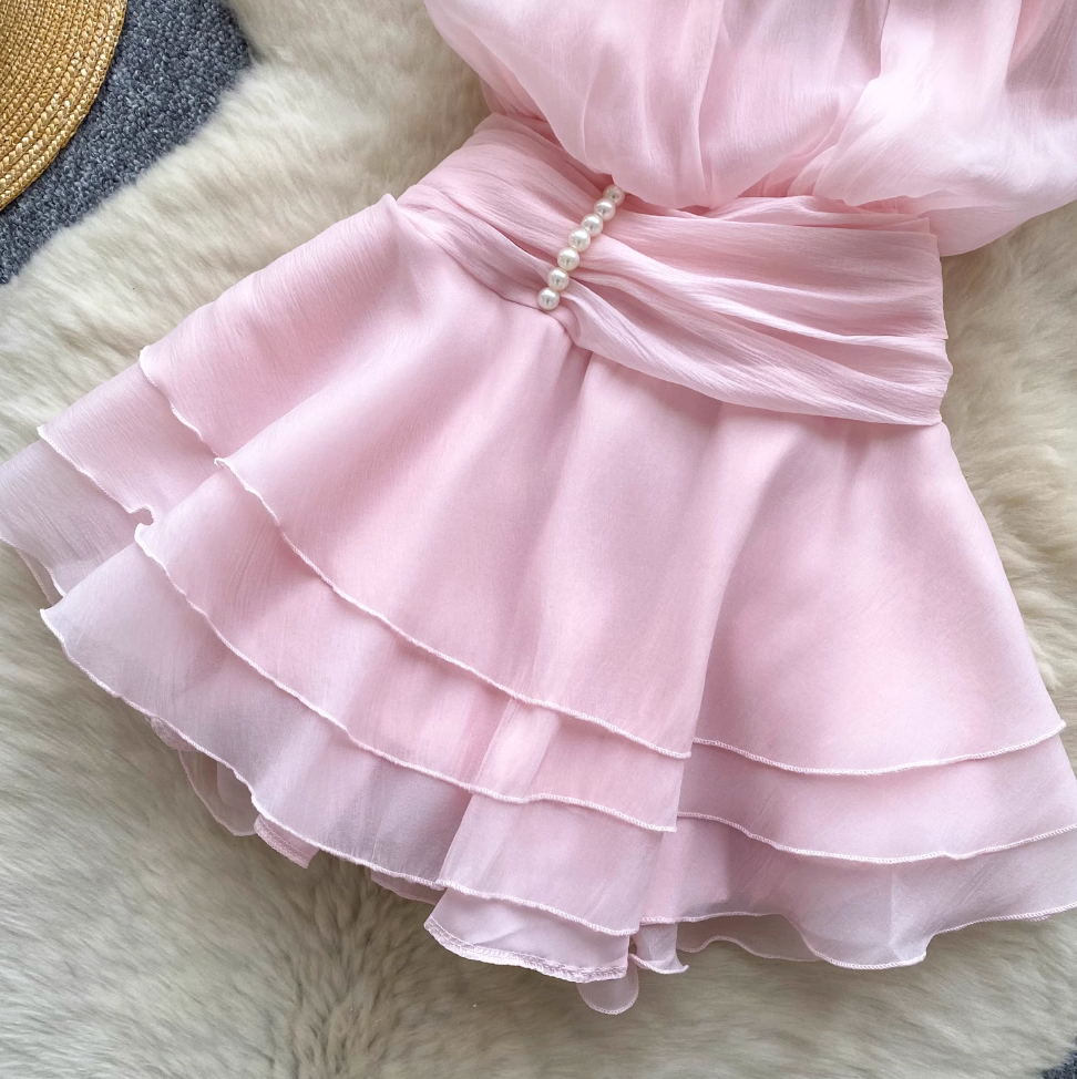 Fairy Beaded Halter Mesh Dress