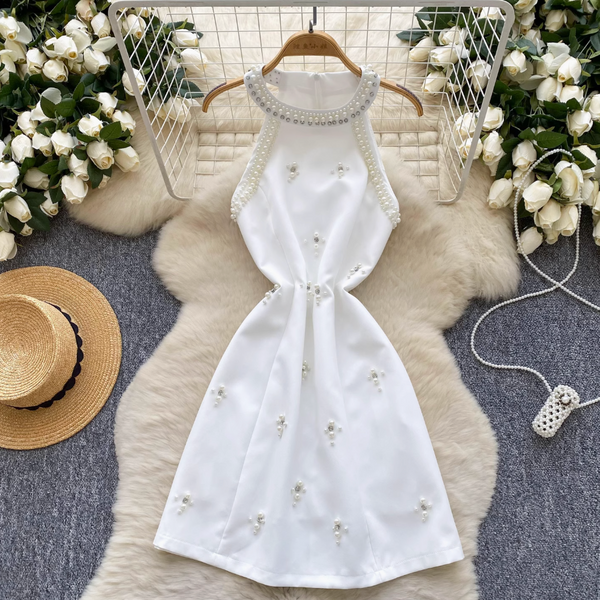 Premium Rhinestone Studded Halter Dress